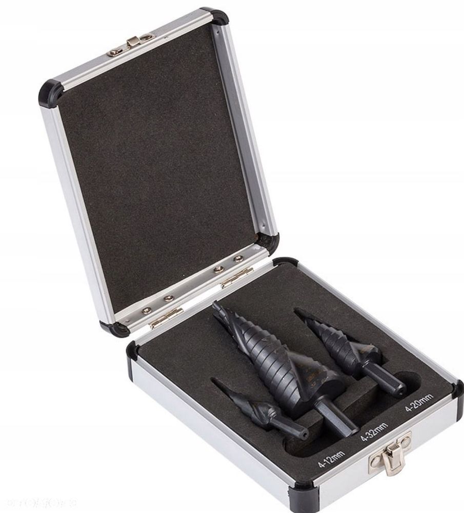 WIERTŁA STOPNIOWE SPIRALNE DO METALU 4-32 mm 3 szt - 5