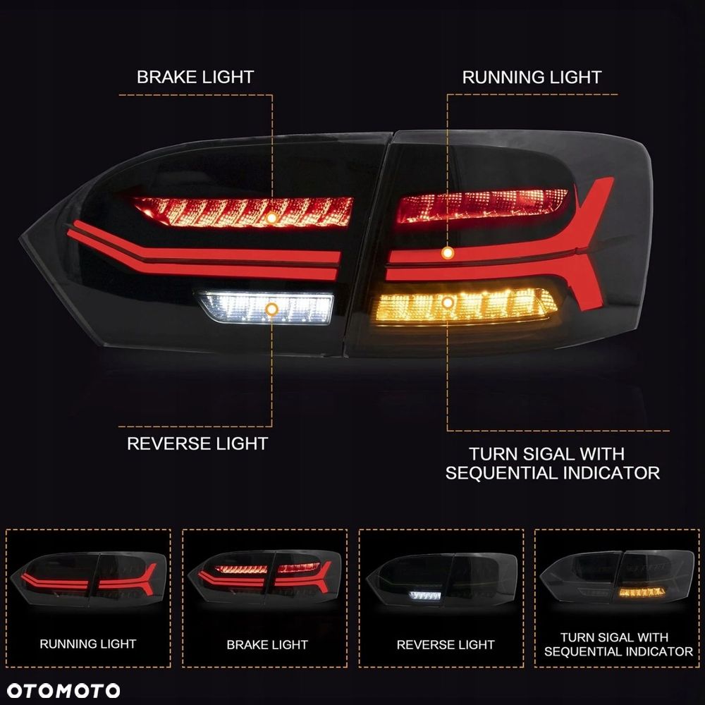 Lampy tyl ne kpl Vland Full LED Tuning Smoke VW Jetta VI 5c 6 2010-2014 - 5