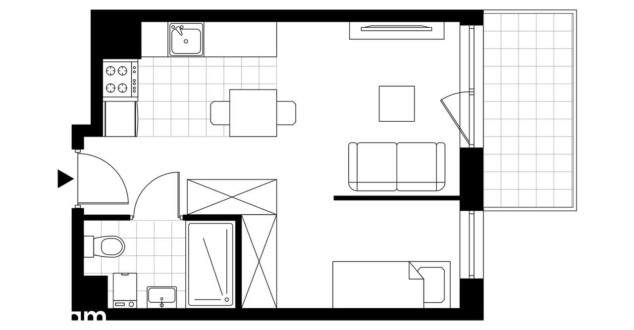 1-pokojowe mieszkanie 28m2 + balkon Bezpośrednio - Pełny obrazek: 3/10