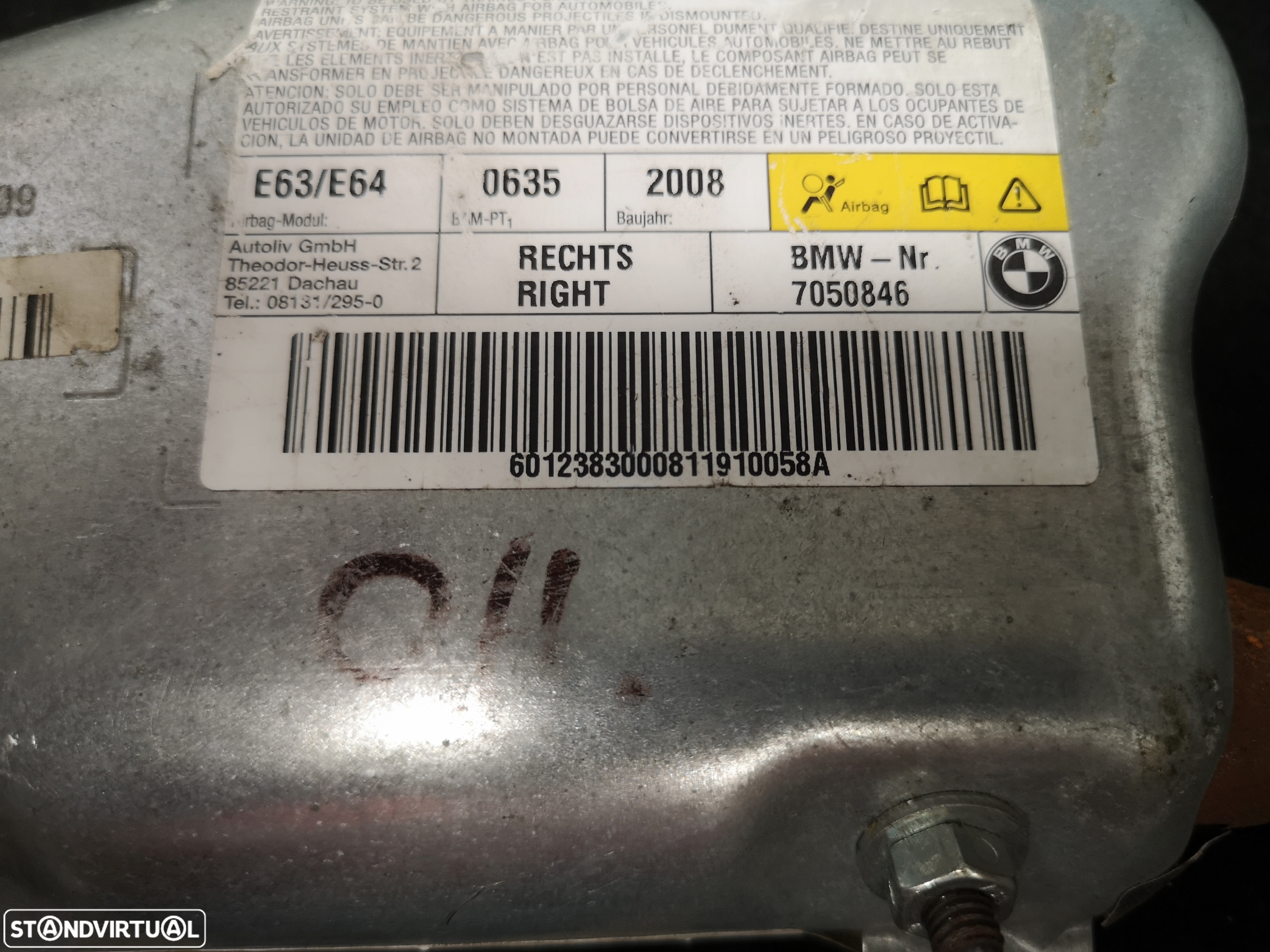 Airbag da porta direita BMW6 e64 e63 2004+ (2x no estoque) - 4