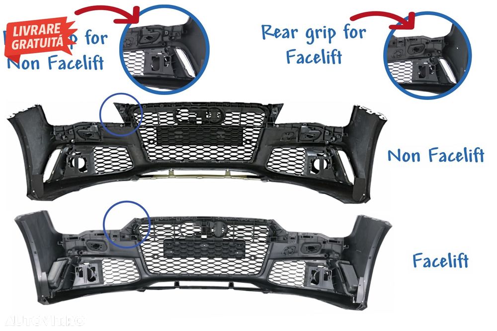 Bara Fata Audi A7 4G Facelift (2015-2018) RS7 Design cu Grile- livrare gratuita - 7