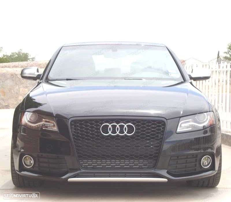 GRELHA FRONTAL AUDI A4 B8 08-11 PRETO BRILHANTE LOOK RS - 3