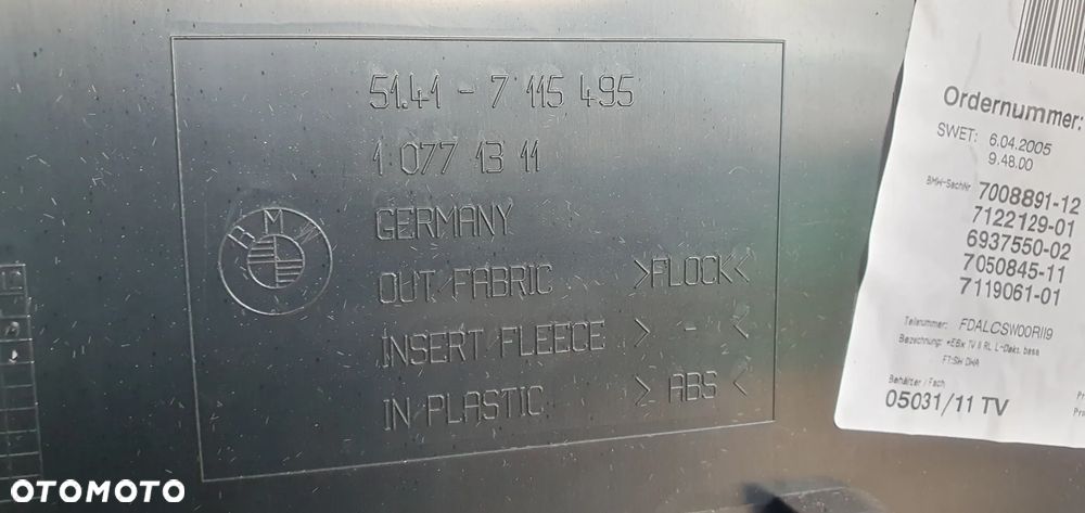 Boczek drzwi tapicerka lewy przód przednia lewa BMW 6 E63 - 8