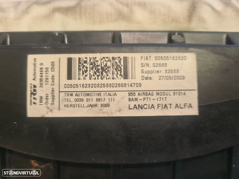 AIRBAG PASSAGEIRO 34054468D 34054468 00505162320 505162320 ALFA ROMEO MITO 955 1.6 JTDM 120CV 955A3000 - 9