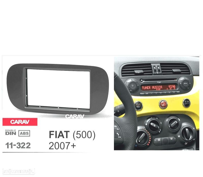 MOLDURA ADAPTADOR PRETO PARA RADIO 2-DIN PARA FIAT 500 - 4