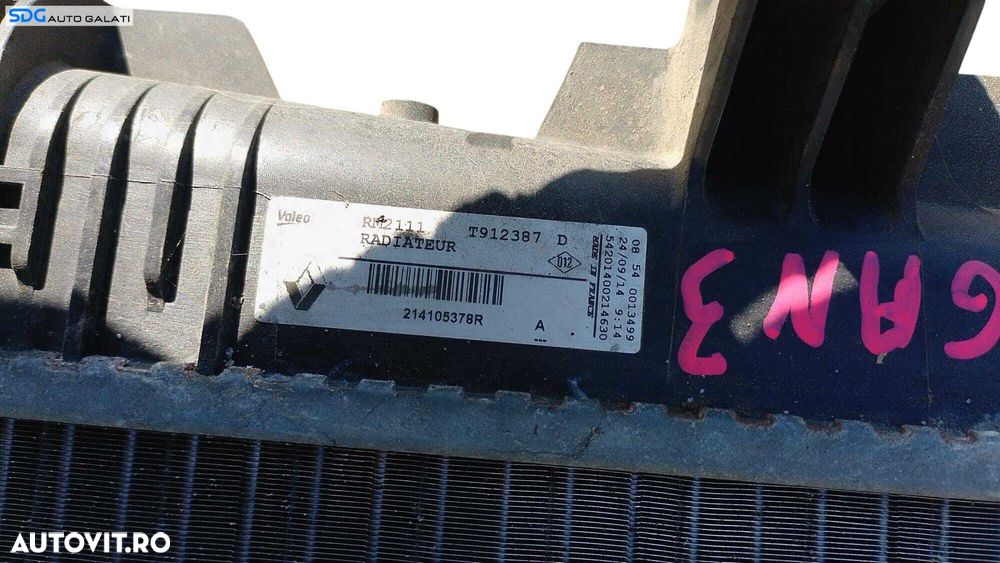 Radiator Racire Apa Lichid Racire Motor Antigel Renault Megane 3 1.5 DCI K9K 2008 - 2015 Cod 214105378R [M7938] - 2