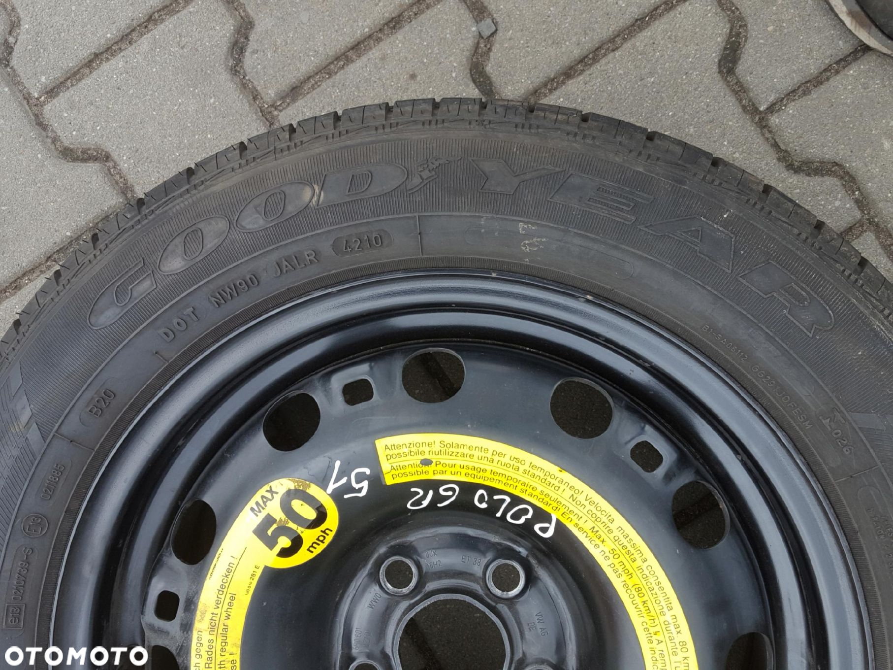 VW POLO 6R IBIZA IV 08r- FABIA II KOŁO ZAPASOWE 15 5X100 - 4