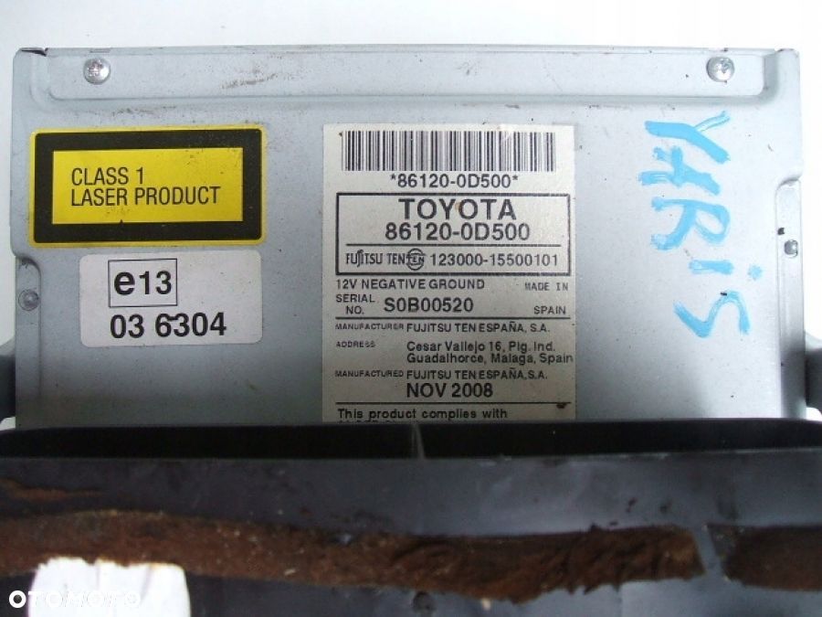 TOYOTA YARIS II RADIO CD RDS MP3 86120-0D210 86120-0D500 - 6