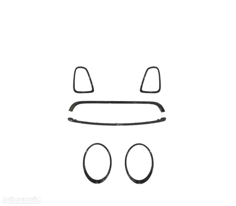 FRISOS FARÓIS E GRELHA MINI R56 R57 R58 07-13 JCW LOOK PRETO BRILHANTE - 2