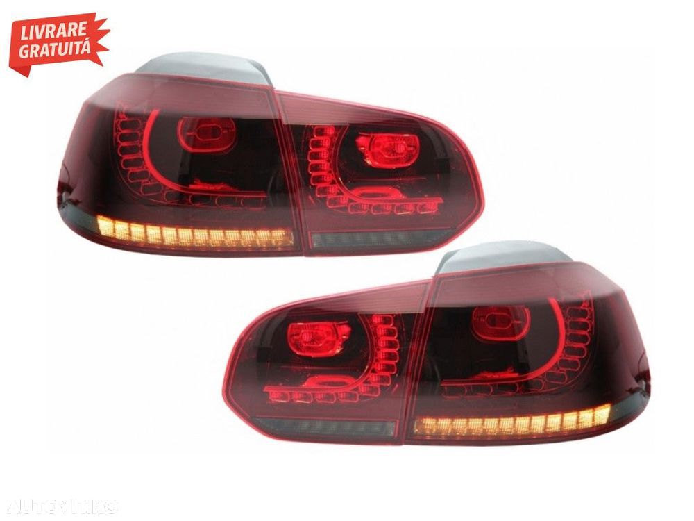 Stopuri Full LED VW Golf 6 VI (2008-2013) R20 Design Rosu Fumuriu - 1