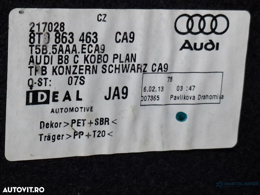 Mocheta portbagaj AUDI A4 IV 8K2, B8 2007 - 2015 TDI CAGB, CJCB, CSUB 8T0863463 - 1