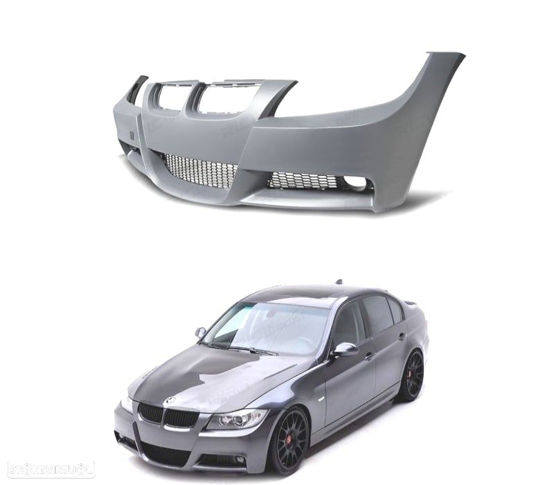 PÁRA-CHOQUES FRONTAL BMW E90 91 05-08 LOOK M TECH SEM LAVAFAROS SEM PDC - 2