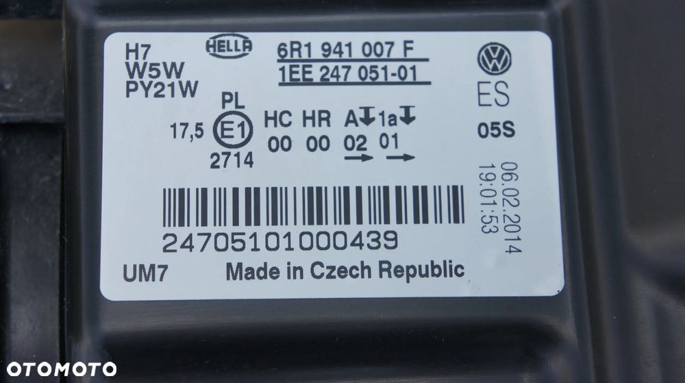 PRZEDNIA LEWA LAMPA VW POLO V 6R1941007F - 7
