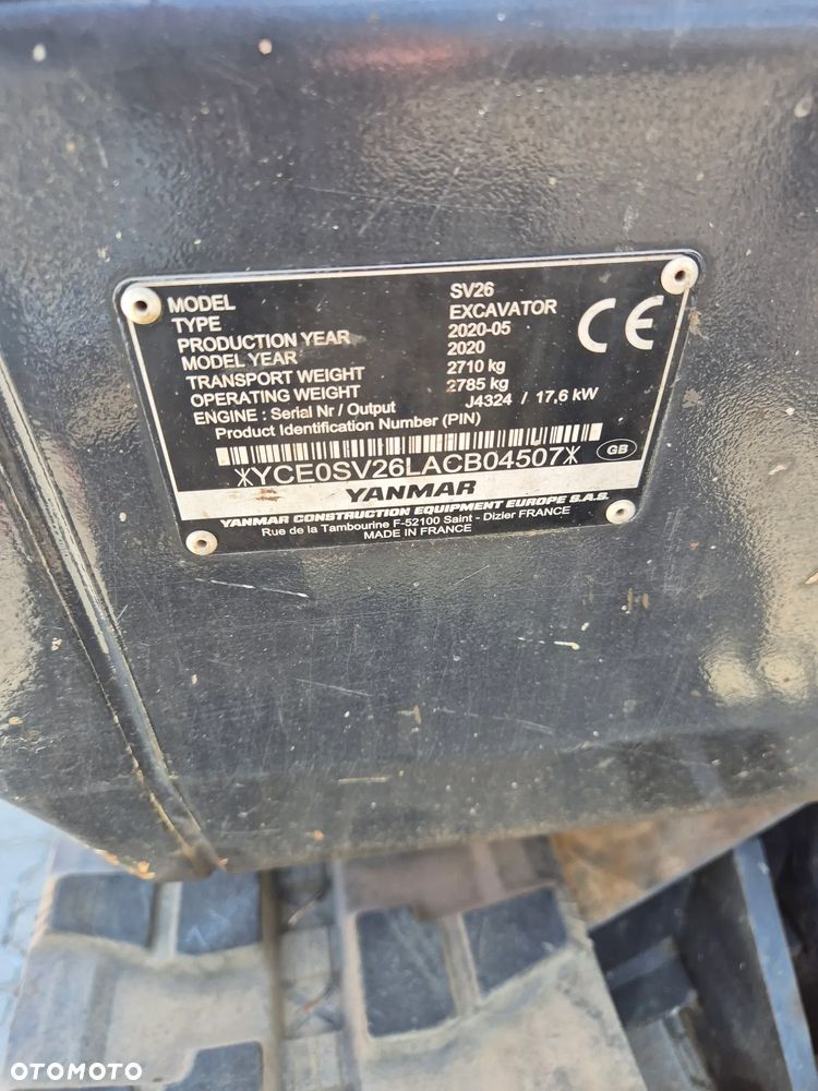 Yanmar Minikoparka Yanmar SV26 2020r 2300mtg 3 łyżki szybkozłącze CAT KUBOTA JCB - 4