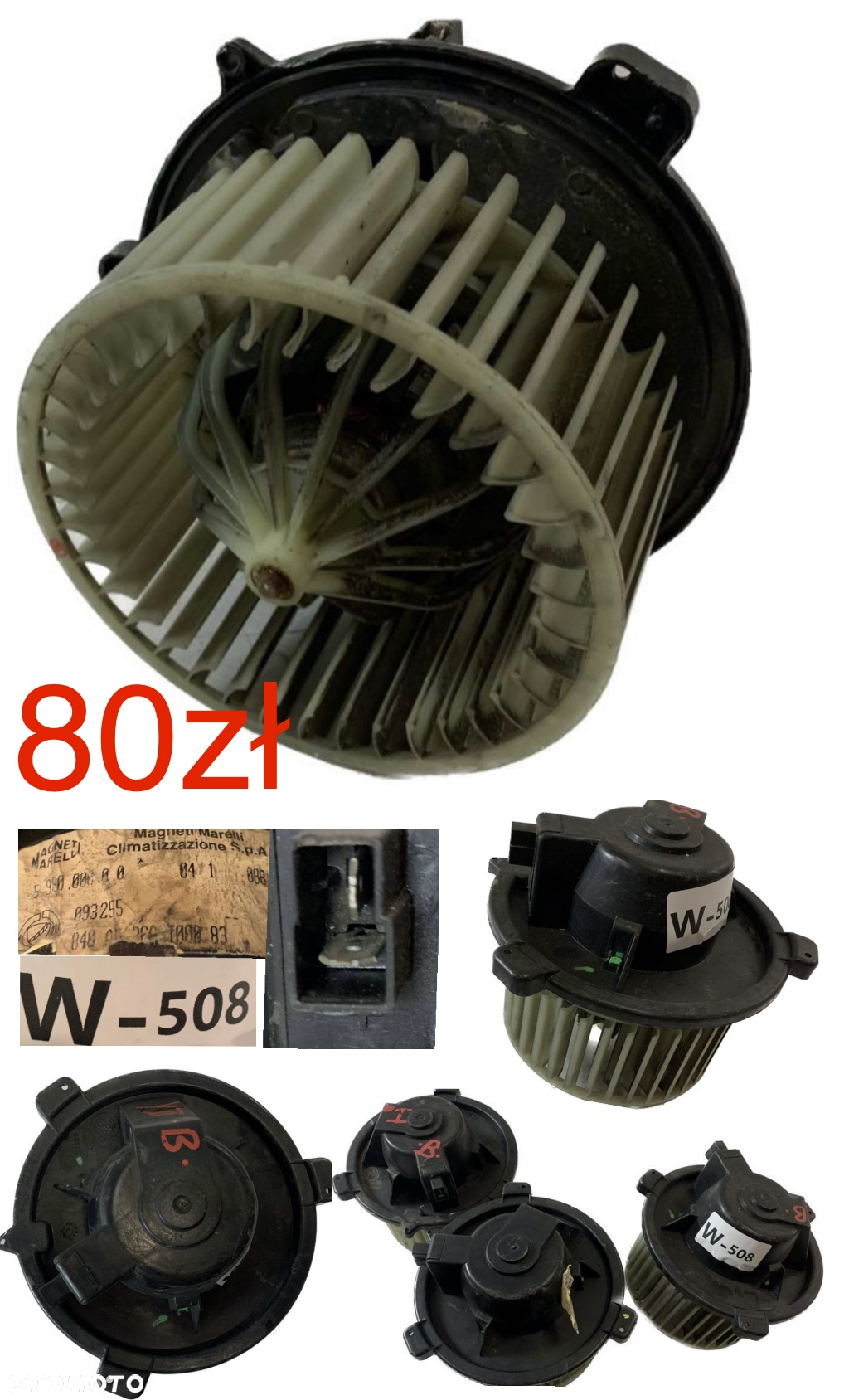 Wentylator dmuchawa nagrzewnicy Fiat Punto I 93-99r Toyota Rav-4 Yaris 95-06r Ypsilon 96-00r Ypsilon II 03-11r Astra H III 04-14r BMW 3 E81 E82 E87 E90 Opel Combo IV 2018r-> Peugeot 3008 Expert 2018r-> Citroen Jumpy II 2018r-> Toyota Proace 2018r-> Mercedes W204 W212 C207 GLX 08-18r  Oryginał - 4