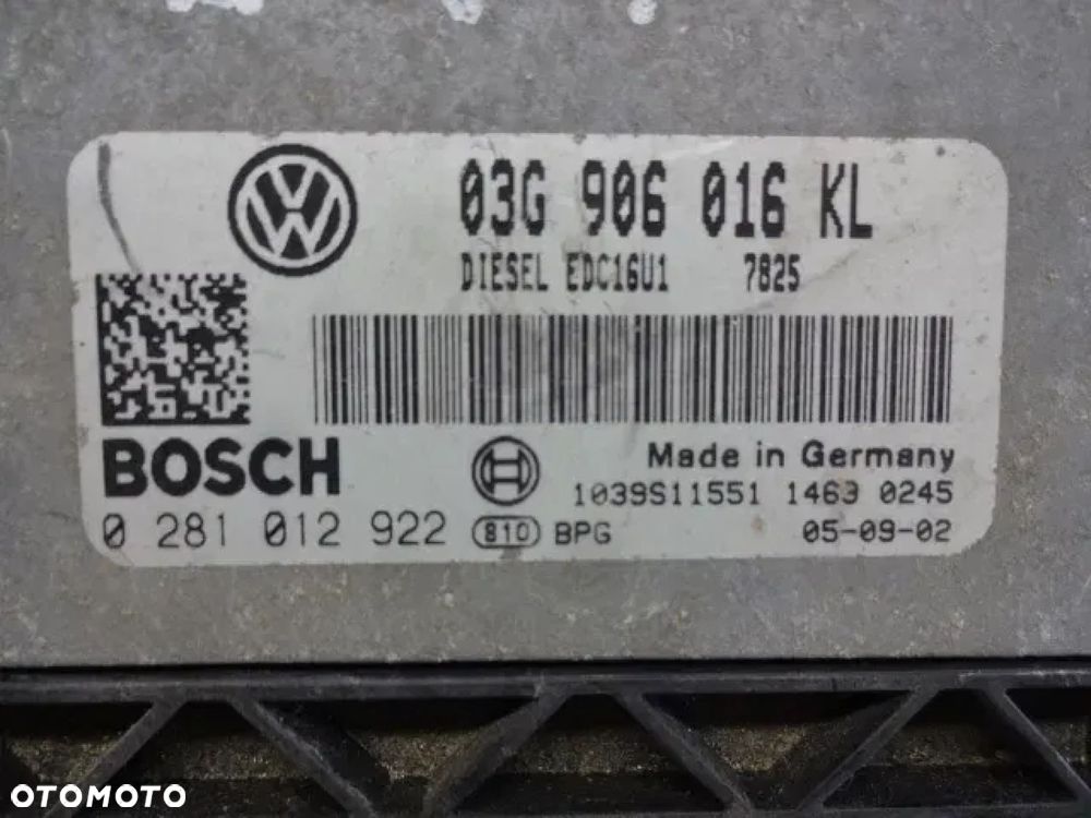SEAT ALTEA 1.9 TDI STEROWNIK SILNIKA 03G906016KL - 2