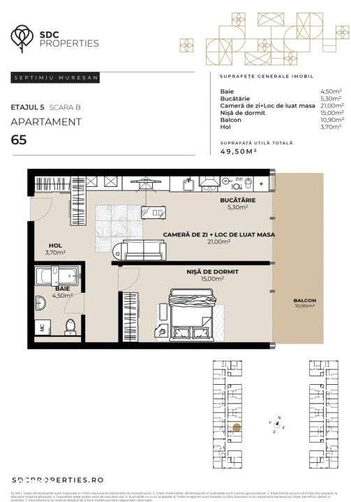 PROIECT EXCLUSIVIST! Apartament de vanzare, 49,50 mp, Complex SDC — fotografia 1