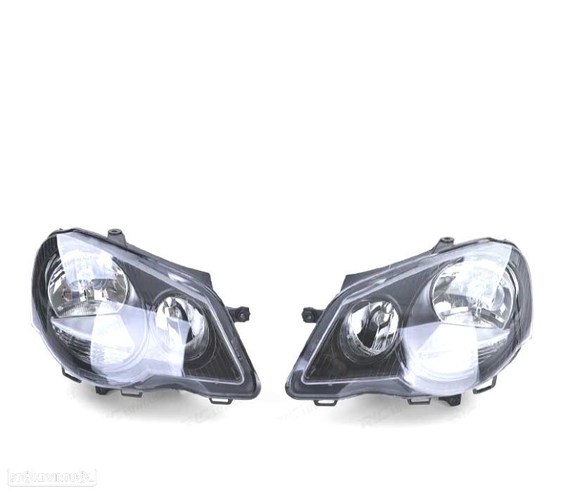 FARÓIS FRONTAIS VOLKSWAGEN VW POLO 9N3,05-09 FUNDO PRETO - 1