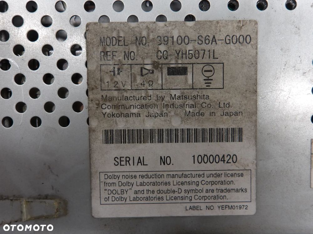 HONDA CIVIC VII 5D 1.4B HB RADIO BRAK KODU 39100-S6A-G000 - 4