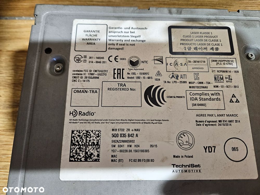 Skoda Octavia III Ekran Nawigacja Czytnik Wyświetlacz 5E0919605H 5Q0035842A - 8