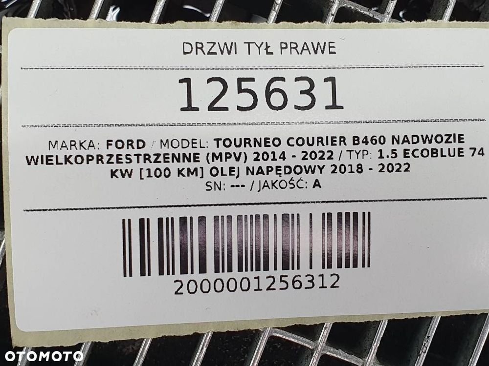 DRZWI TYŁ PRAWE PRZESUWNE FORD TOURNEO COURIER B460 BIAŁE 2020 - 13