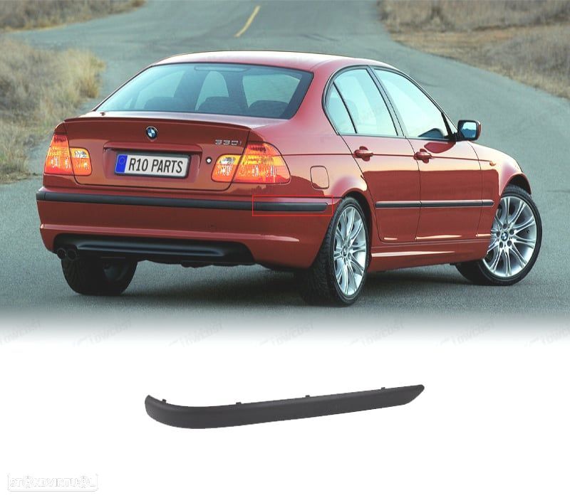 FRISO LADO DIREITO PARA-CHOQUES TRASEIRO BMW E46 SEDAN 98-01 PRETO MATE - 1