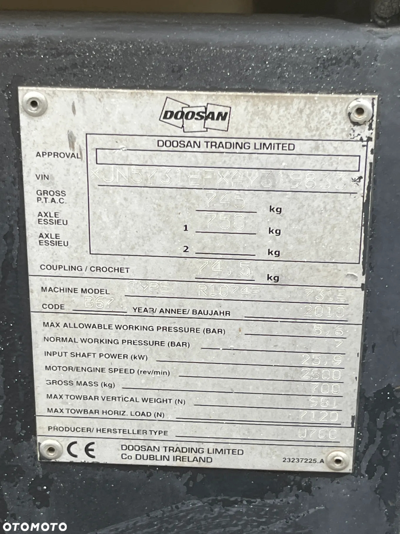 kompresor sprężarka śrubowa DOOSAN R10745 14000netto - 9