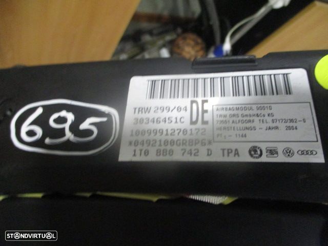 Airbag Cortina 1T0880742D VW TOURAN  1T FASE 1 2005 1.9TDI 105CV 5P PRETO DRT - 5