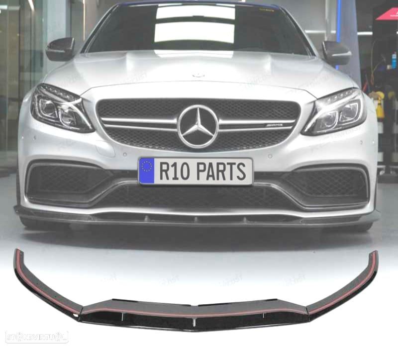 SPOILER LIP FRONTAL MERCEDES W205 SW 19- LOOK C63 PRETO - 1