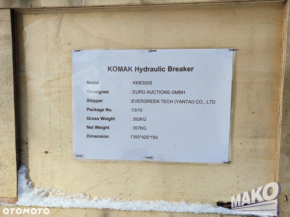 Nowy nieużywany! Młot hydrauliczny Komak KKB300S 357kg do koparki - 4