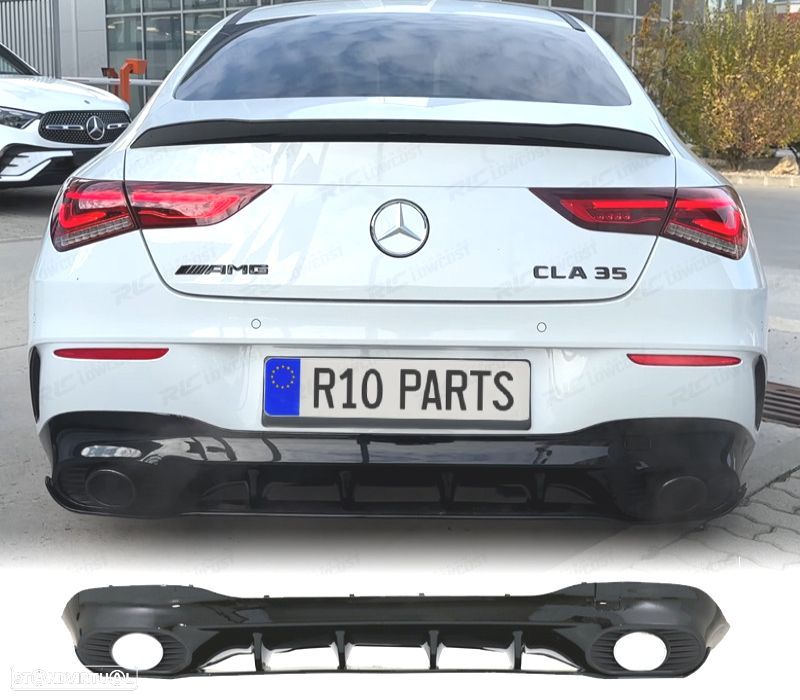 DIFUSOR MERCEDES W118 AMG 19- LOOK CLA35 PRETO BRILHANTE - 1