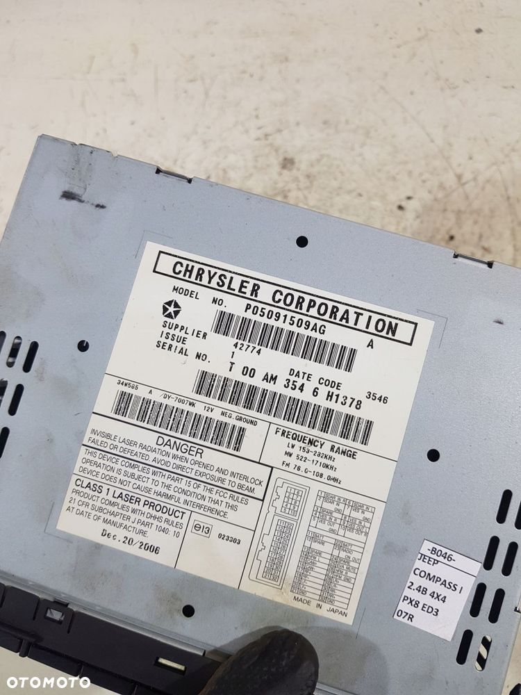 radio radioodtwarzacz cd p05091509ag jeep compass i 07 rok 2.4b - 10
