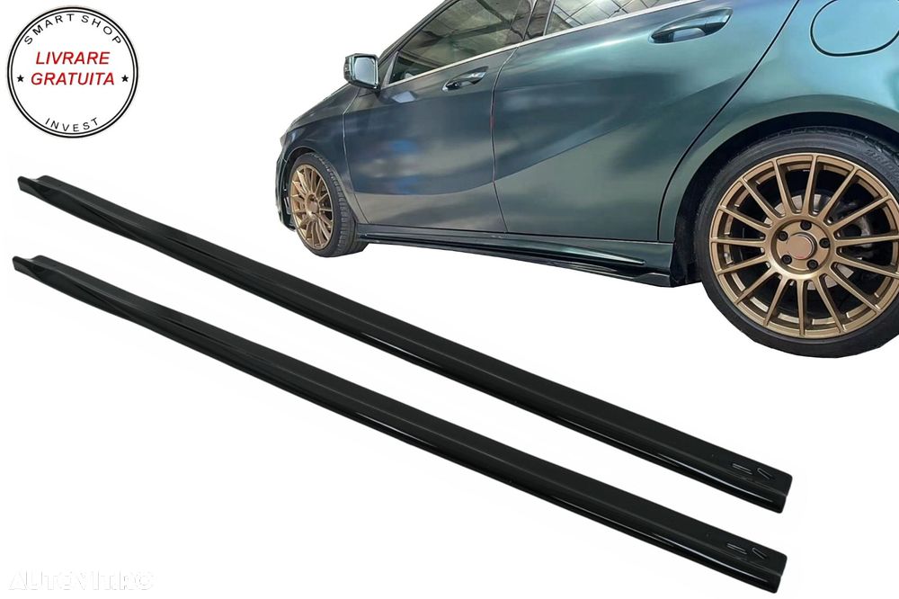 Extensii Praguri Laterale Mercedes A-Class W176 Sport Line A45 (2012-2018) Negru L- livrare gratuita - 1