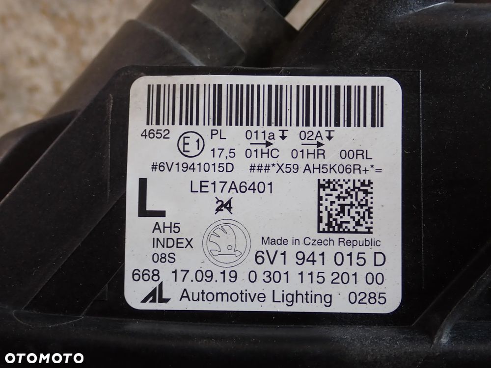 SKODA FABIA III LIFT LAMPA LEWA/PRAWA PRZÓD EUROPA 6V1941015D - 3