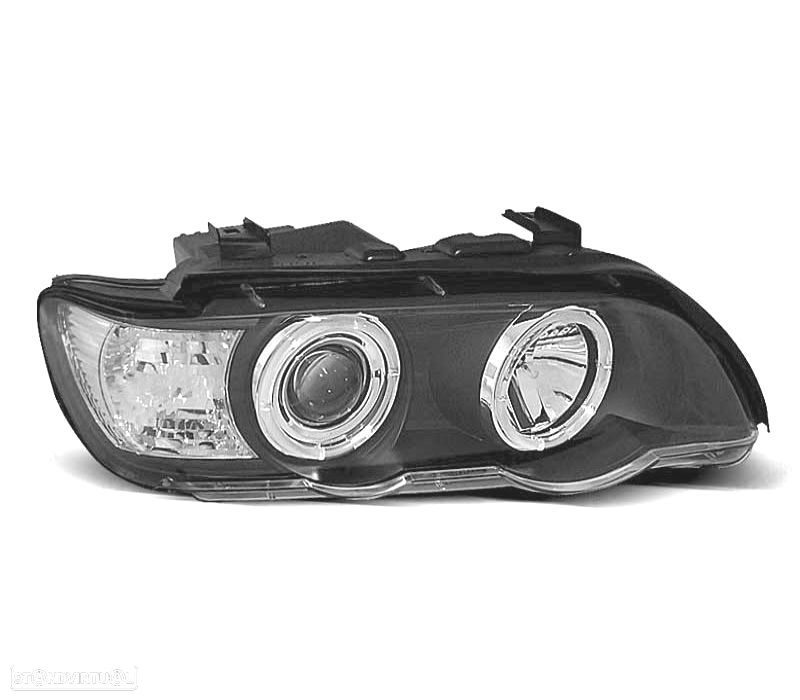 FARÓIS BMW X5 E53 99-03 ANGEL EYES CCFL FUNDO NEGRO - 2