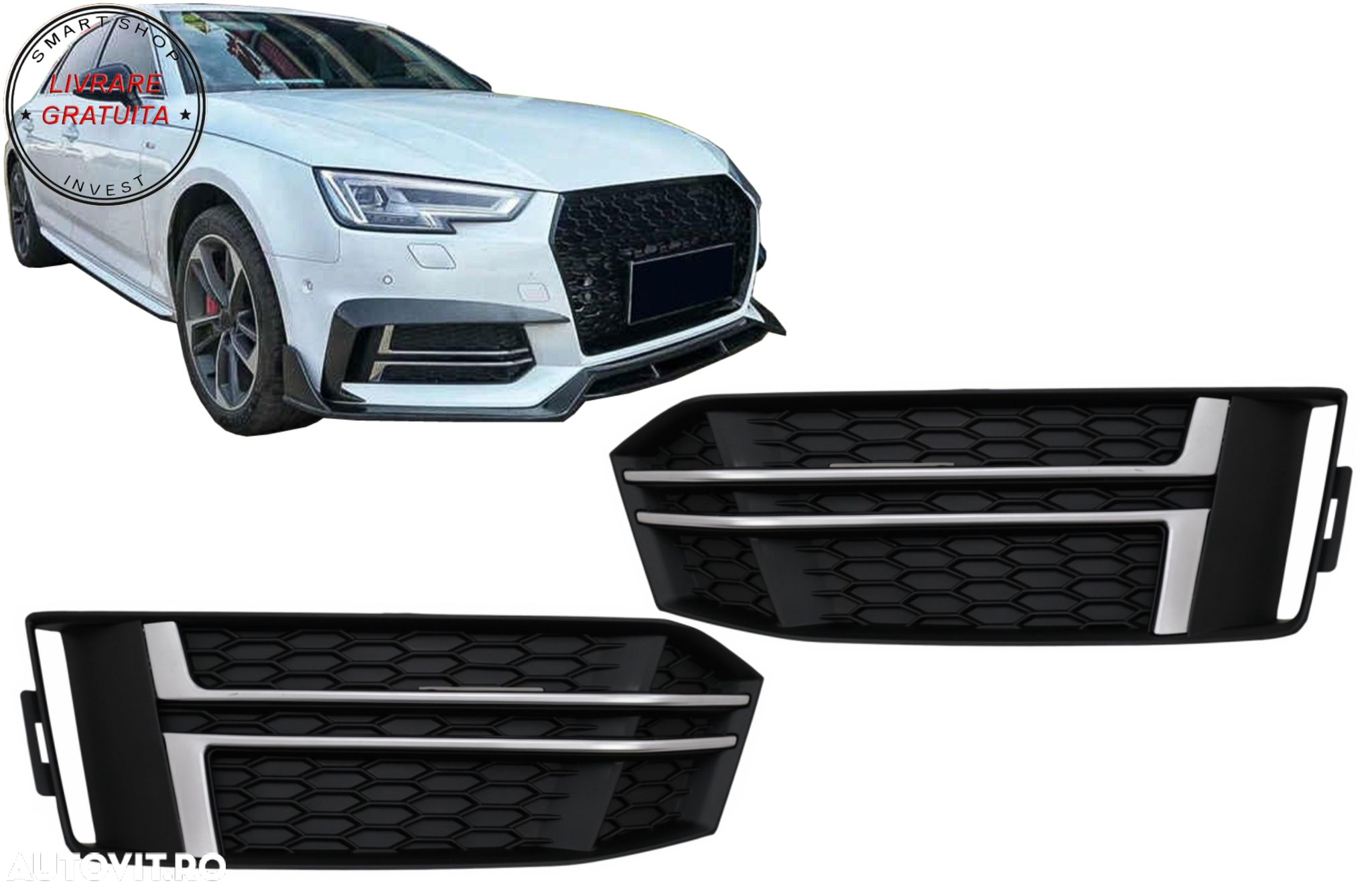 Grile Laterale Audi A4 B9 Sedan Avant (2016-2018) S-Line Silver Edition- livrare gratuita - 13