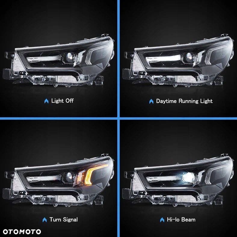 reflektor lampa kpl 2szt full led black toyota hilux 8 viii n120 lift 2021- - 5