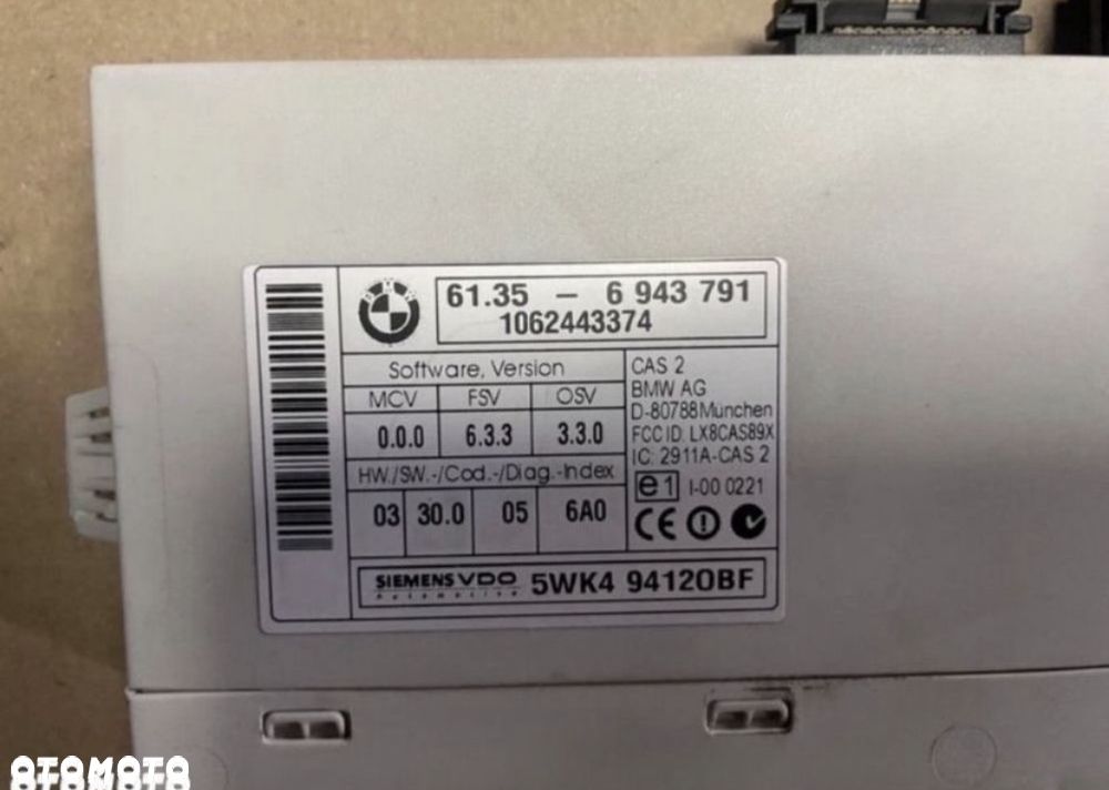 6943791 moduł sterownik Cas Bmw 1 e87 - 2