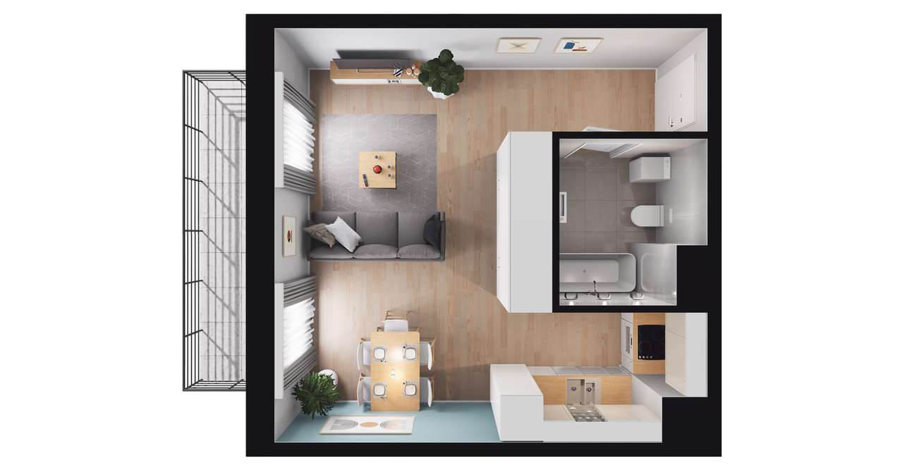 1-pokojowe mieszkanie 34m2 + balkon Bez Prowizji - Pełny obrazek: 2/14