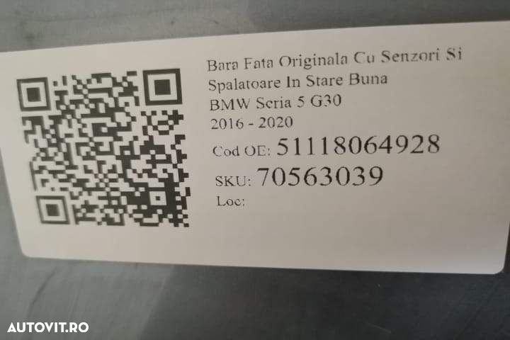 Bara Fata Originala Cu Senzori Si Spalatoare In Stare Buna BMW Seria 5 - 7