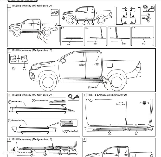 Listwy Boczne Nakładki Ochronne na Drzwi TOYOTA HILUX 2015- 2025 - 10