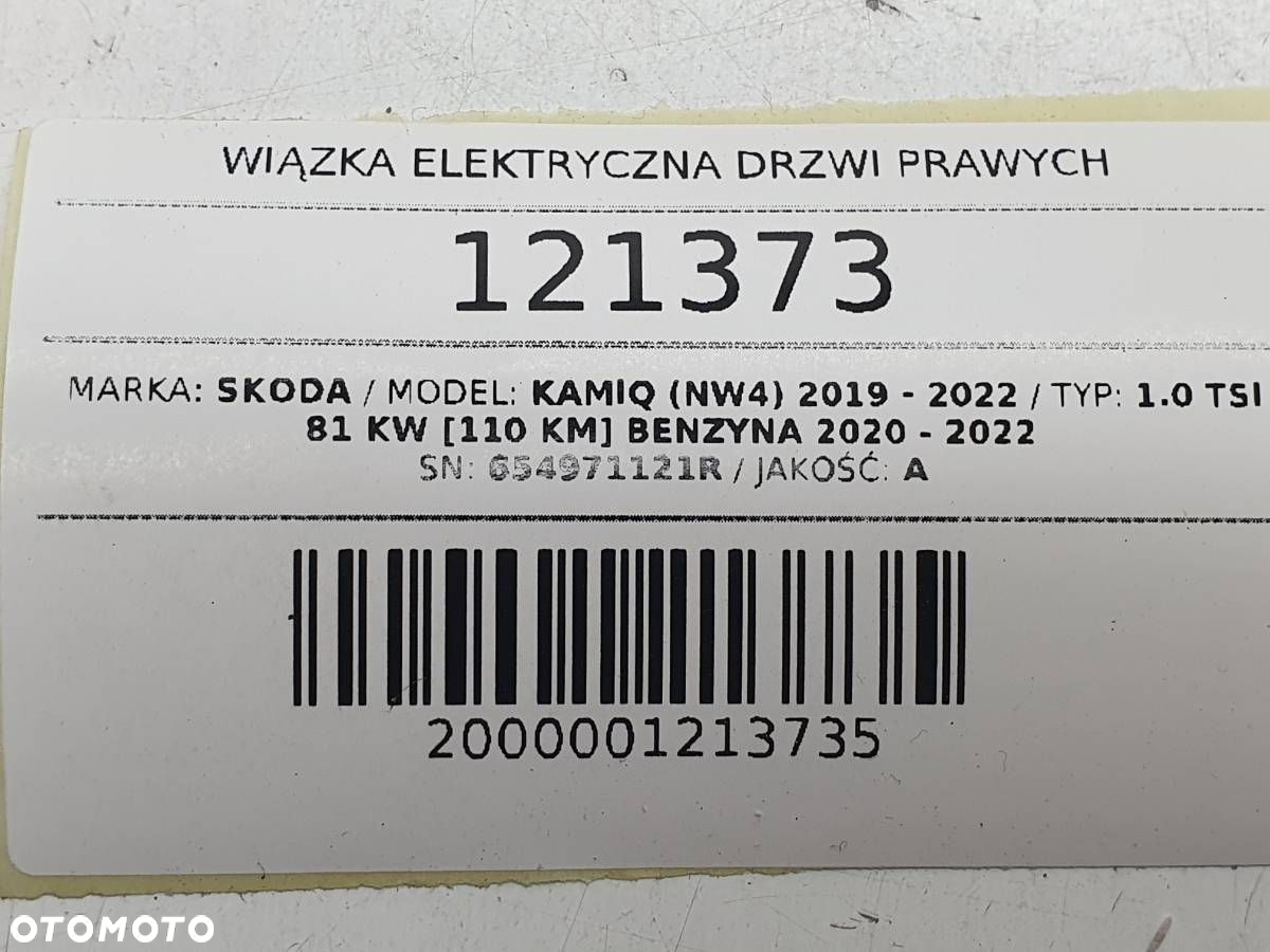 WIĄZKA ELEKTRYCZNA DRZWI PRZÓD PRZEDNIA PRAWA SKODA KAMIQ 654971121R - 6
