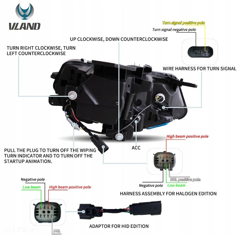 Reflektor Lampa kpl Vland Full Led Neon Tuning Chevrolet Camaro VI 6 2016- - 13