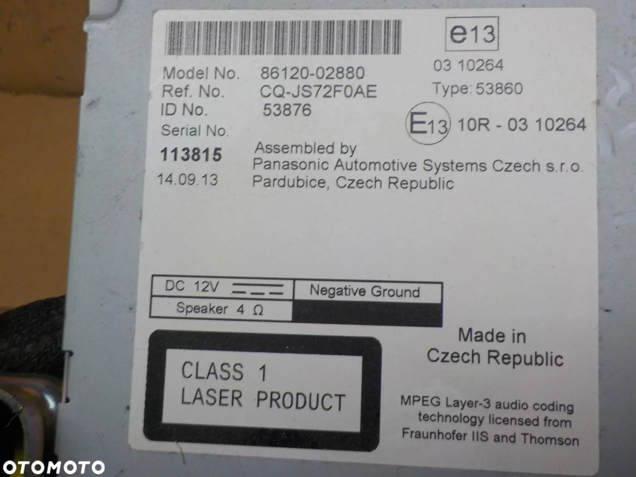 TOYOTA AURIS II RADIOODTWARZACZ 86120-02880 - 4