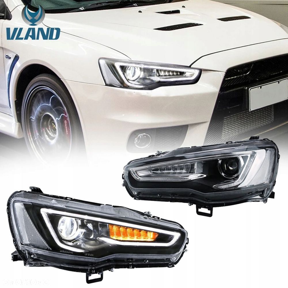 Reflektor Lampa L+R Vland Diody Soczewka Mitsubishi Lancer VIII 8 i Evo X - 4