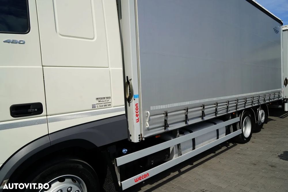 DAF XF 480 / CUPLAJ TANDEM / SSC / MEGA / PUNȚĂ RIDICATĂ / I-PARK COOL / ȘINGURI PENTRU STICLE / REMORCA WECON - 7,70 M / - 7