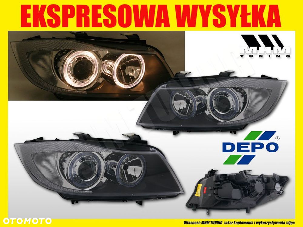 REFLEKTOR LAMPA RINGI ANGEL KPL BMW 3 E90 91 BLACK - 2