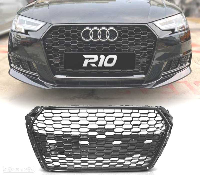 GRELHA FRONTAL AUDI A4 B9 15-19 LOOK RS4 PRETO BRILHO - 1