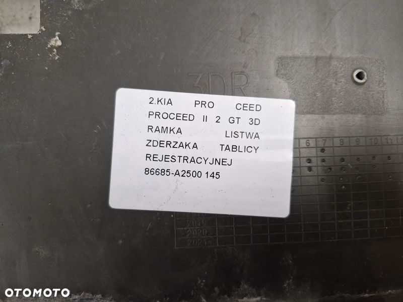 KIA PRO CEED PROCEED II 2 GT 3D RAMKA LISTWA ZDERZAKA TABLICY REJESTRACYJNEJ 866855-A2500 - 15