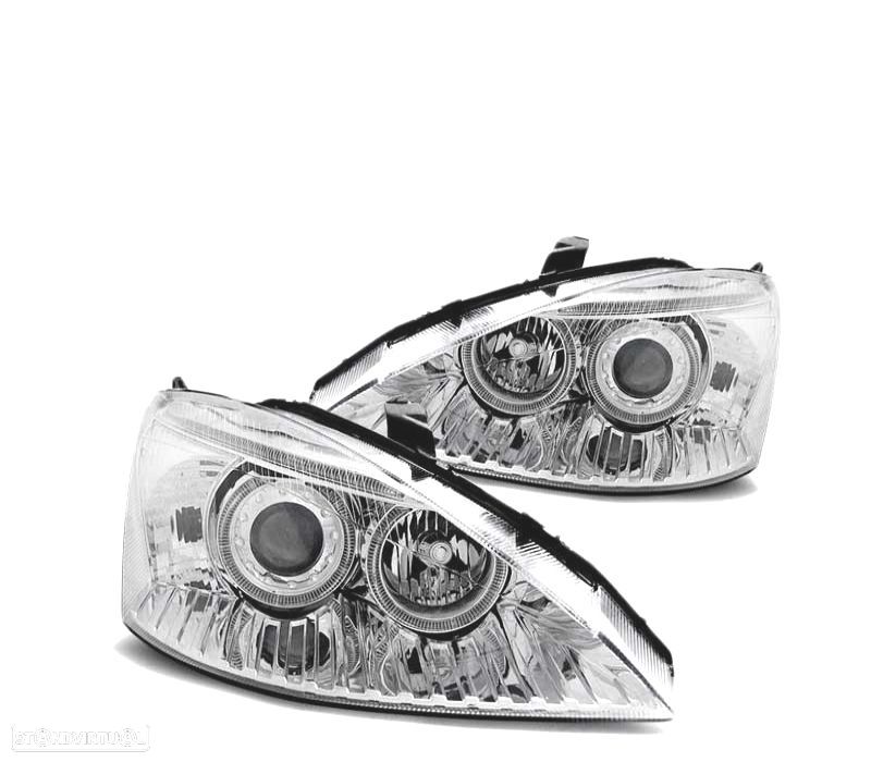 FARÓIS ANGEL EYES PARA FORD FOCUS 98-01 CHROME CROMADO - 2